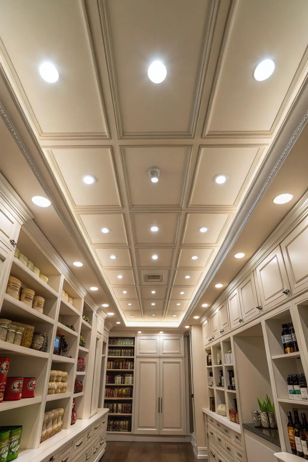 Recessed lights deliver uniform illumination.