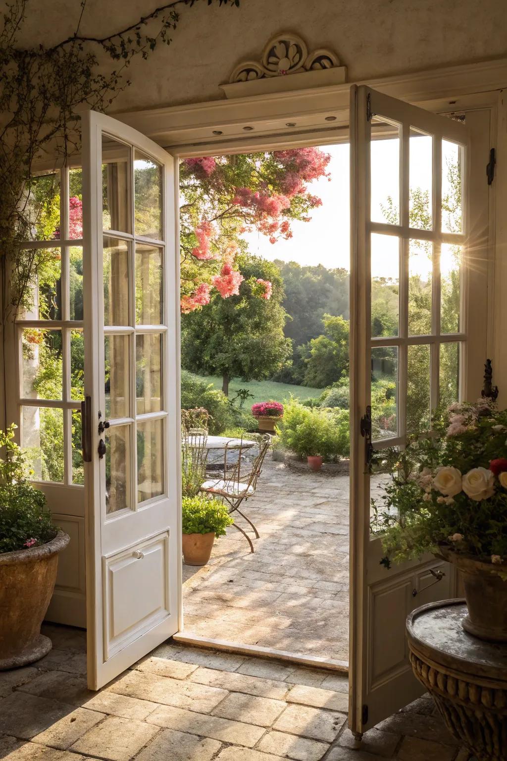 Ornate entrances afford a quintessential and polished shift to your outdoor expanse.