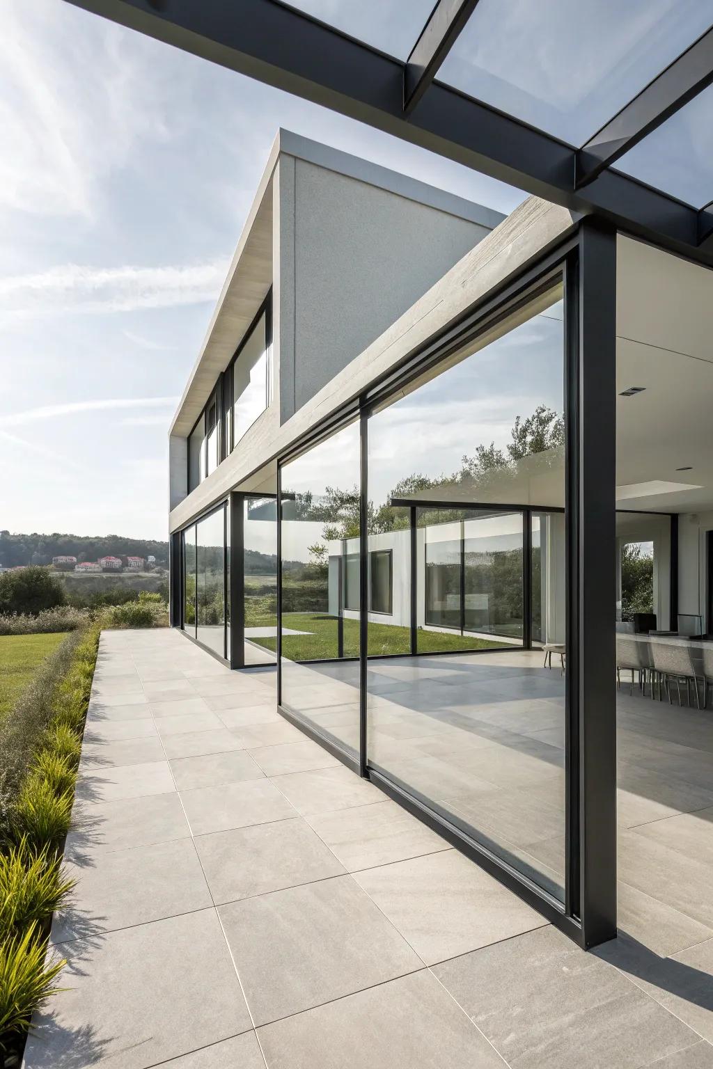Refined and current understated glass structure layout.