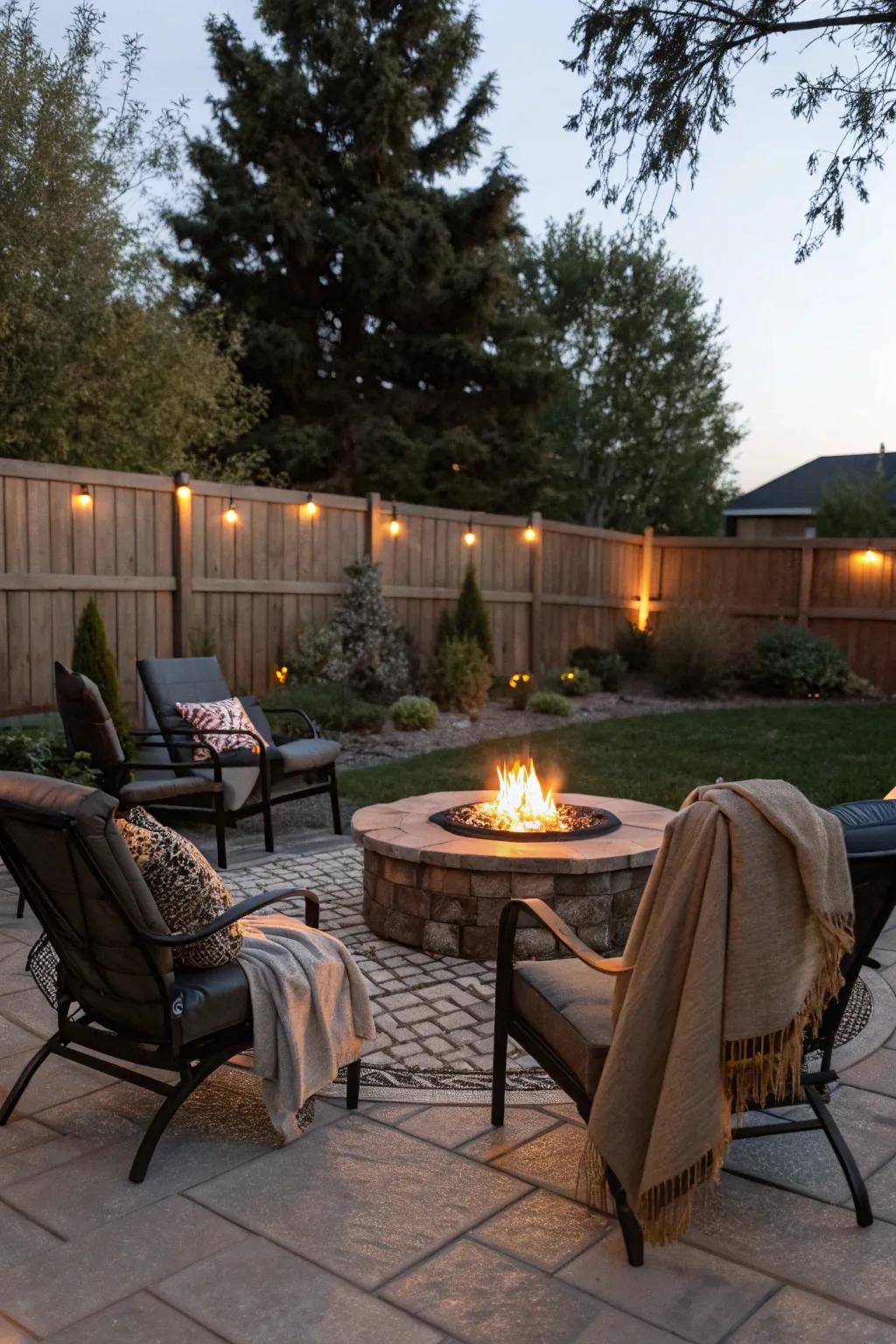 Come together around a radiant bonfire spot to cherish delightful evenings on your patio.