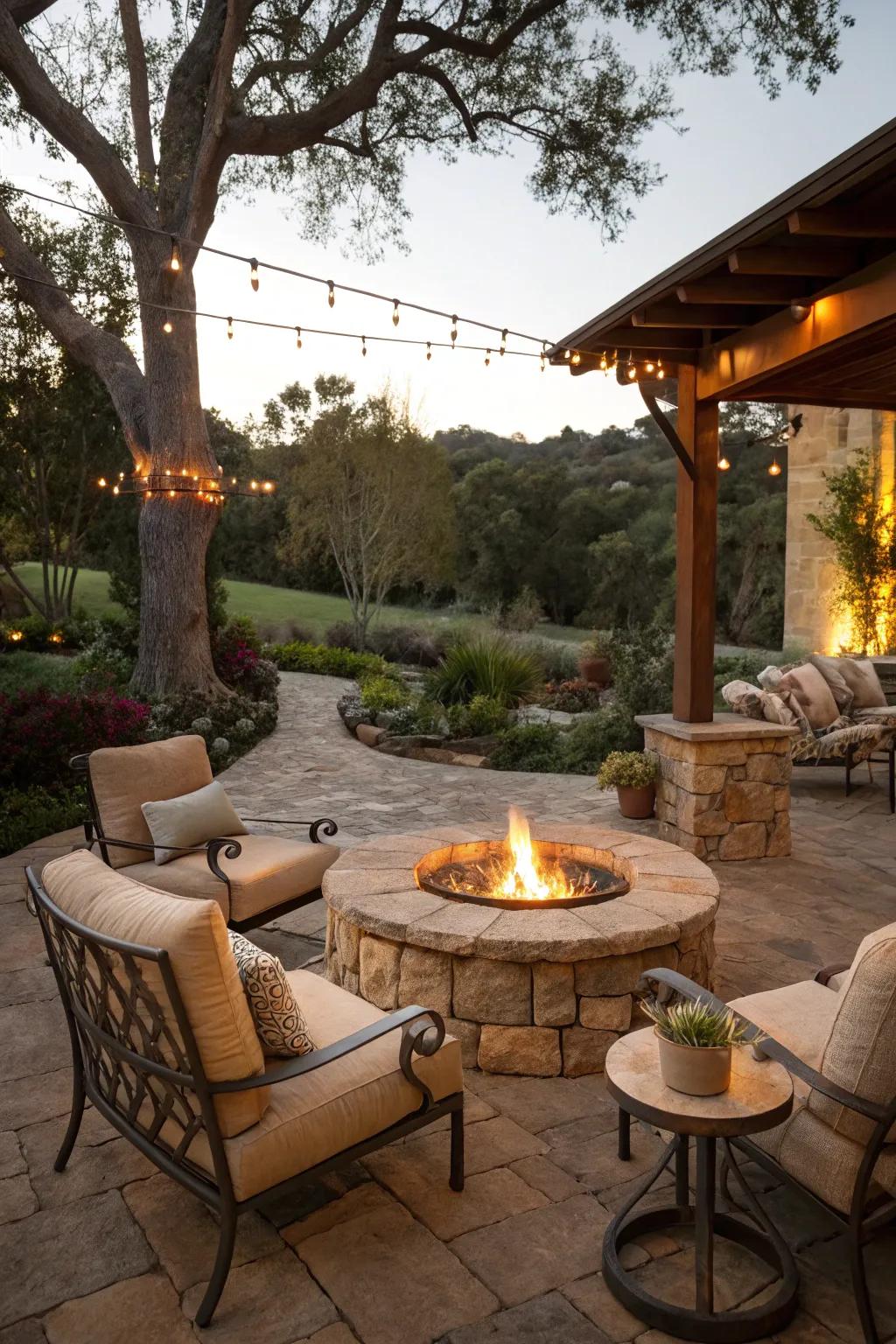 A toasty and welcoming pit arrangement for breezy nights.