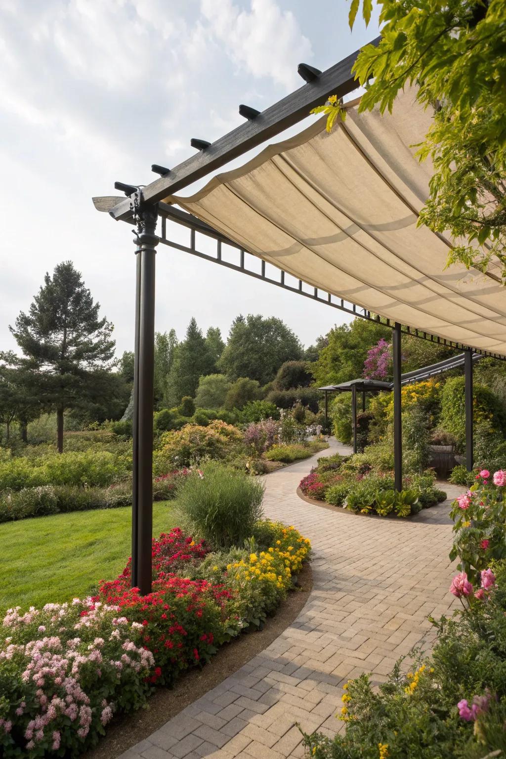 A rollable canopy adjusts to the weather without missing a beat.