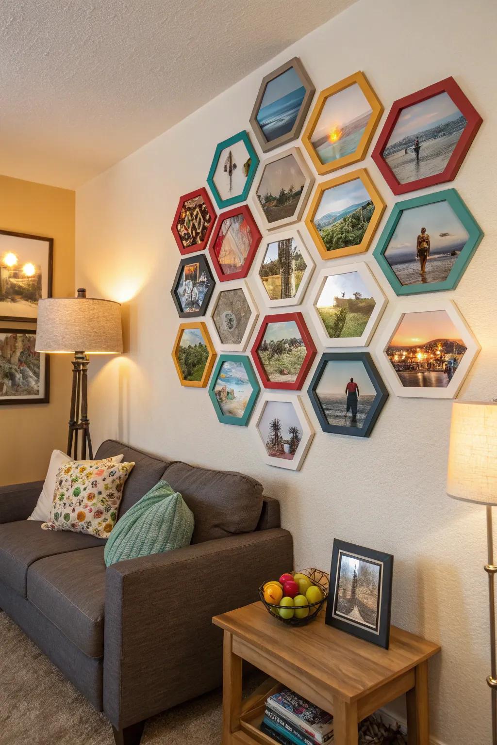 Add a modern twist with geometric-shaped photo collages.