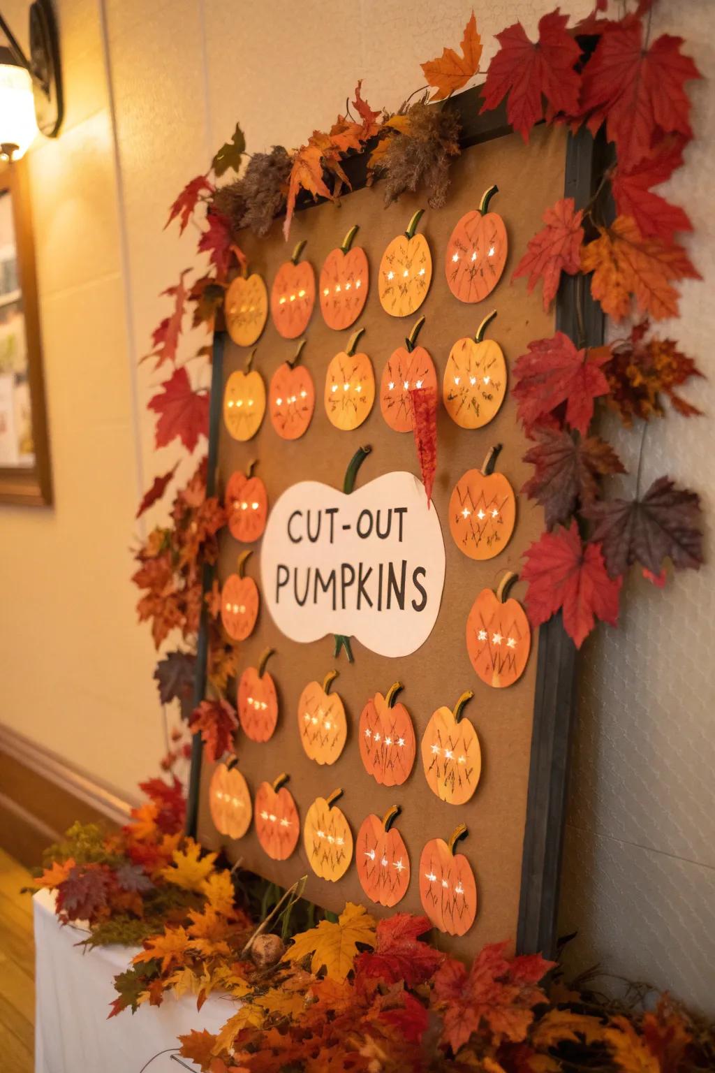 Individualized pumpkin patch display board to deliver an amiable fall atmosphere.