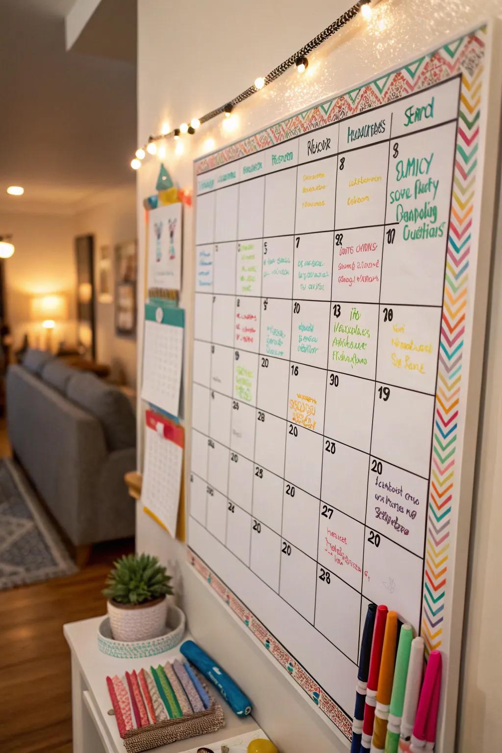 Maintain a structured family life using an engaging whiteboard calendar.