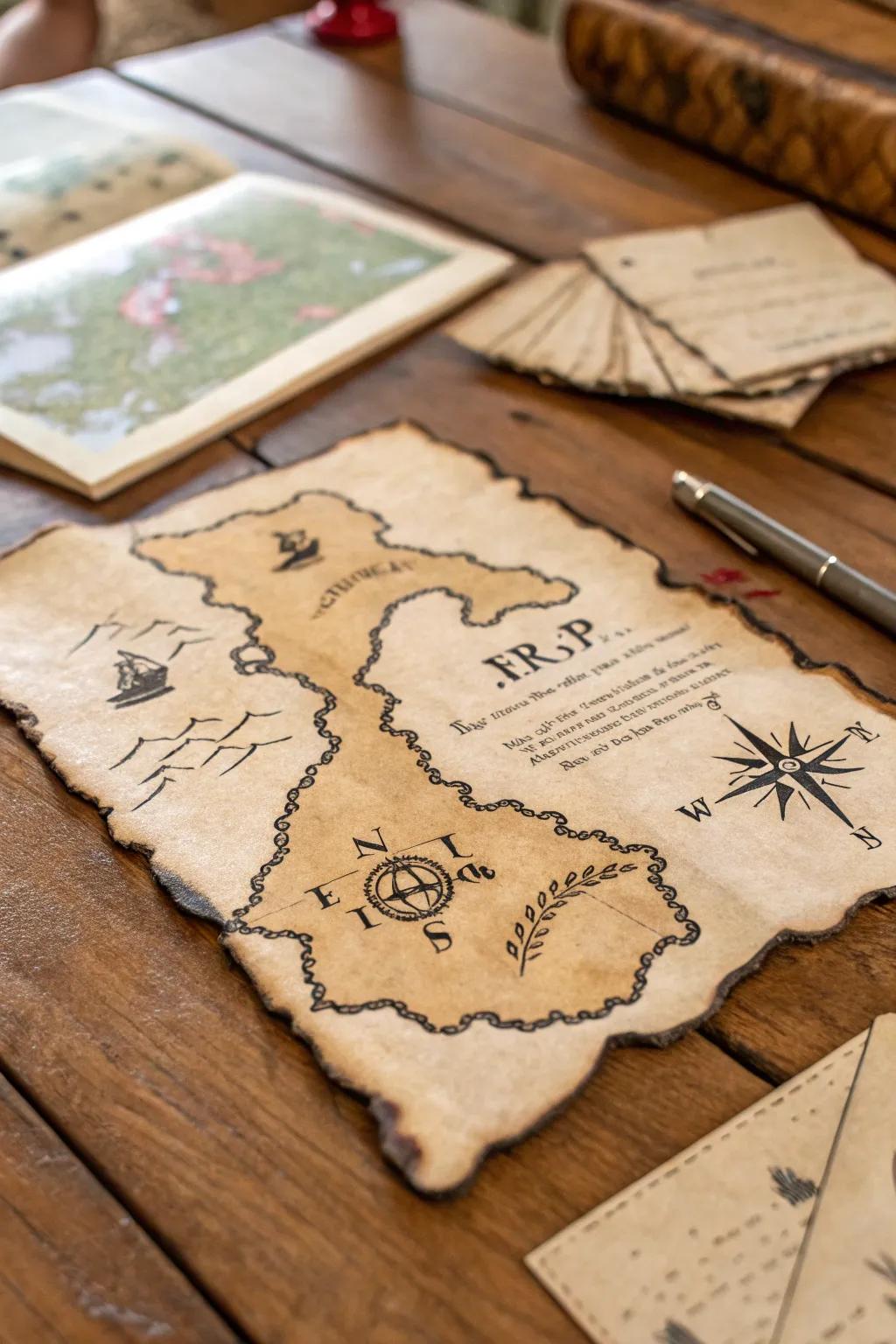 Excite attendees with enigmatic treasure map summonses.