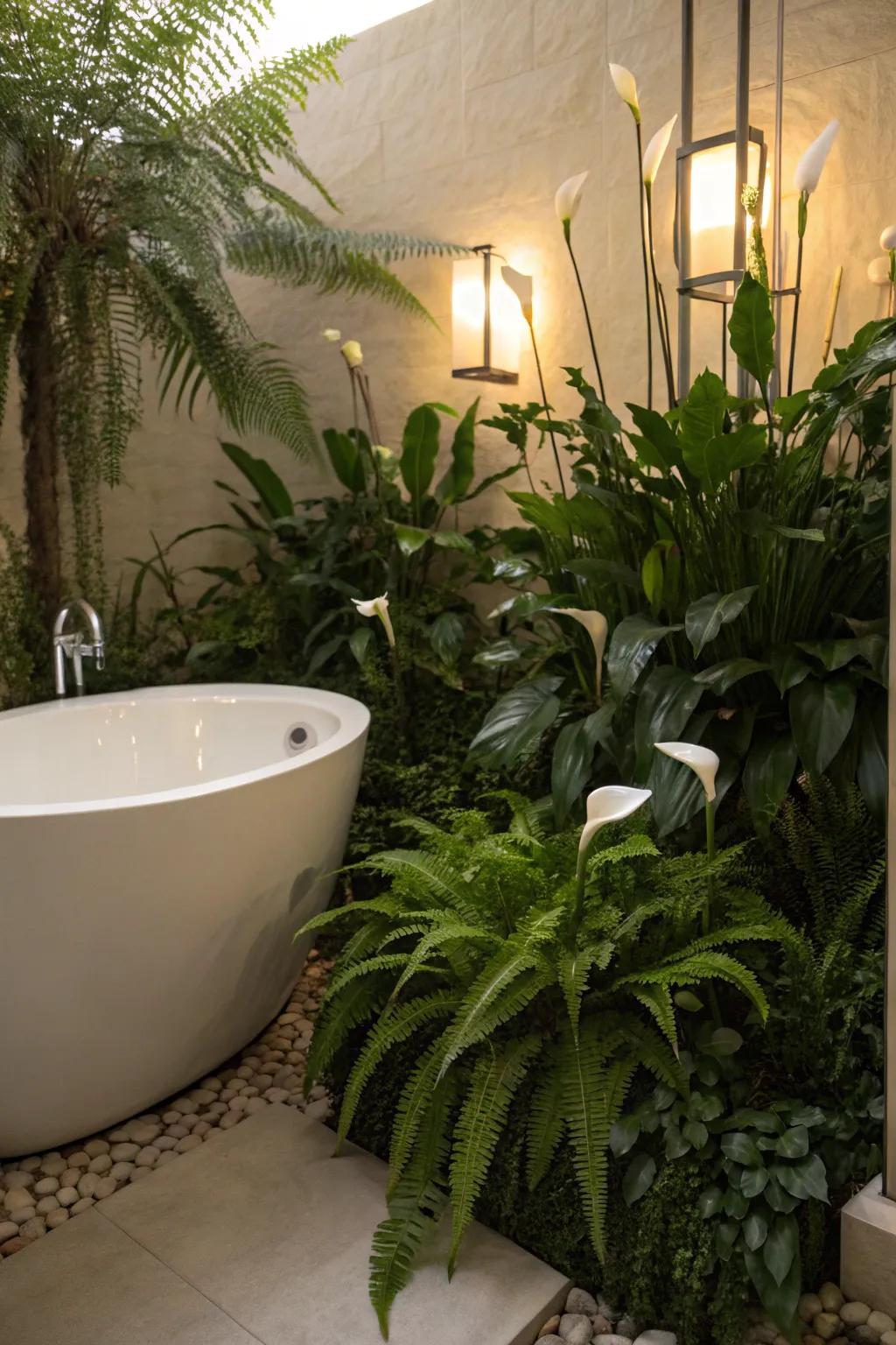 Transform your bathing period into a peaceful moment using a verdant oasis.