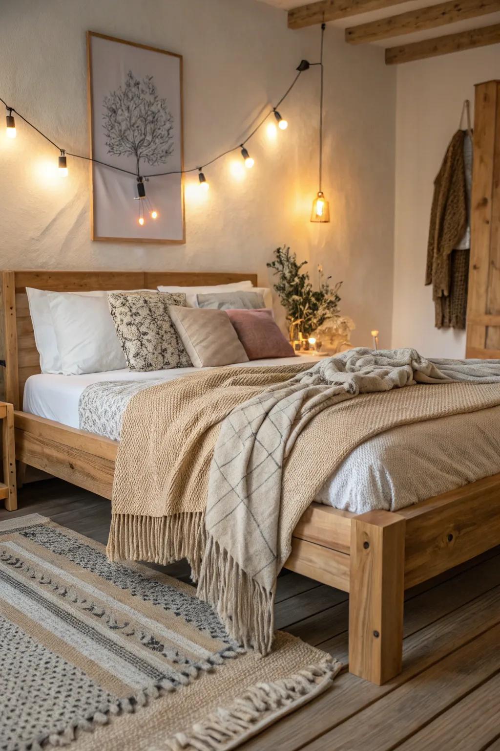 Natural wood tones bring warmth to modern bedrooms.