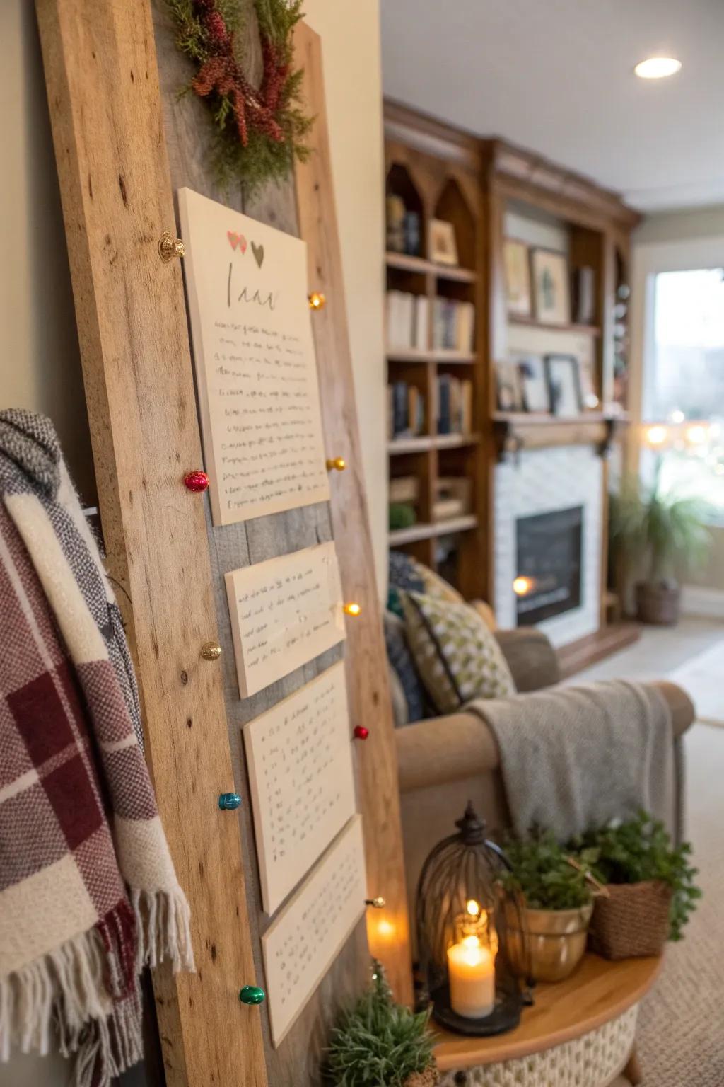 A weathered poetry panel enriches your decor with coziness and character.