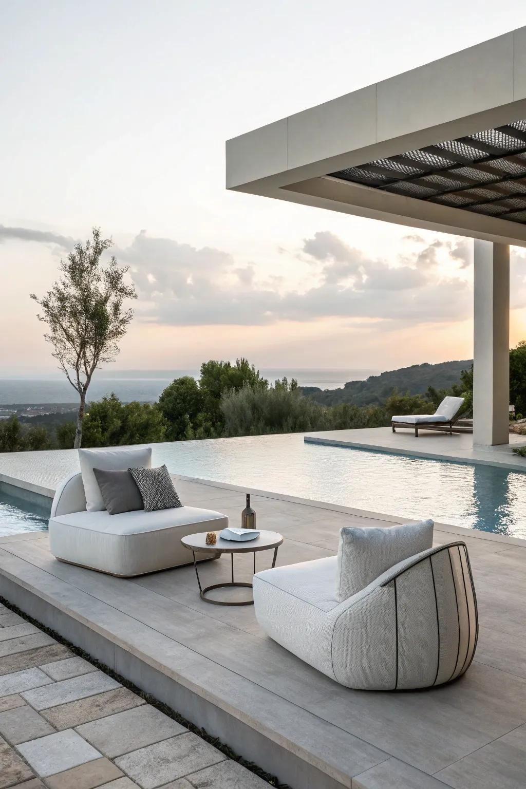 A minimalist design can convert your pool area into a tranquil haven.
