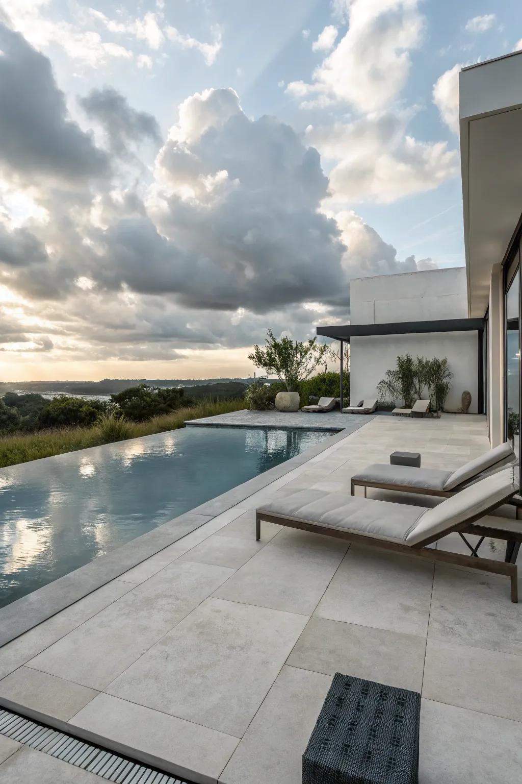 Composite decking offers a modern feel to your poolside.
