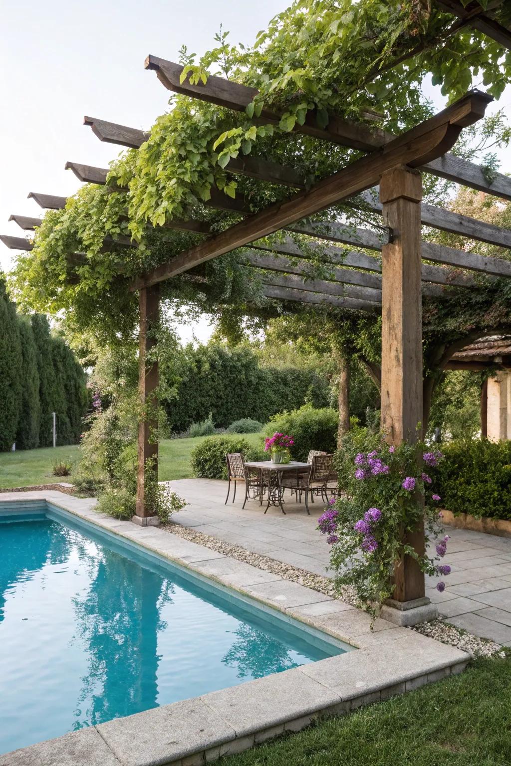 A standard pergola grants ageless sophistication and organic shade.