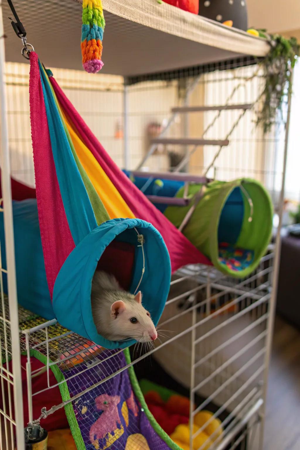Inviting hammocks and tunnels create spaces for relaxation and play.