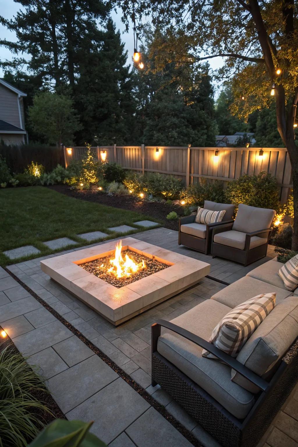 A central fire space that beckons warmth and dialogue.