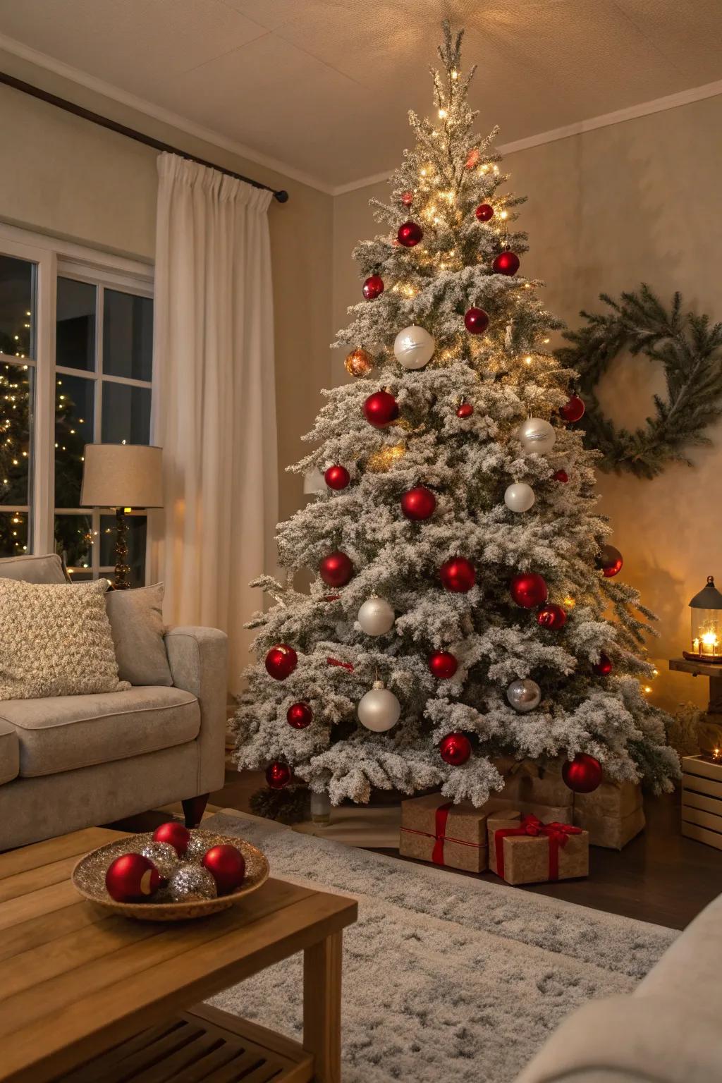 Iced foliages append a wintry allure to your celebratory ornamentation.