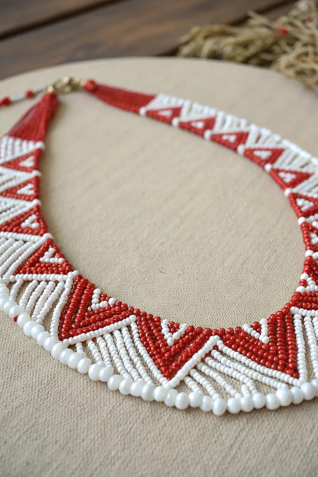 Enhance your style with a scarlet and ivory stone string necklace.
