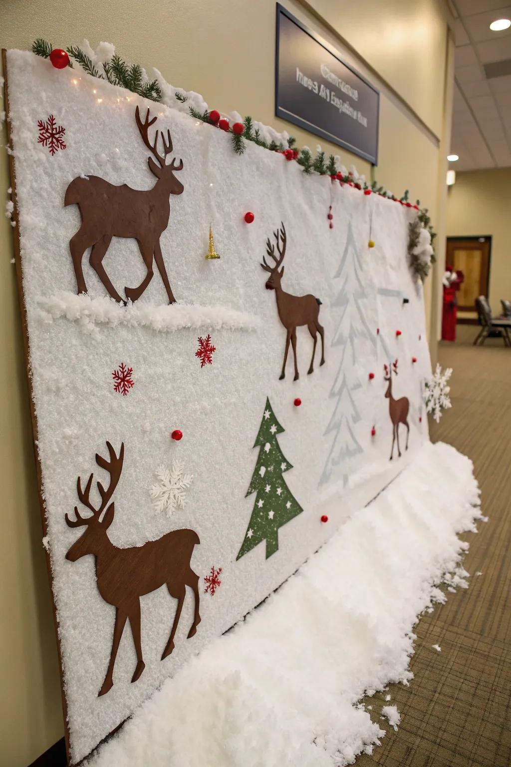 A glittering reindeer scenery brings the magic of winter inside.