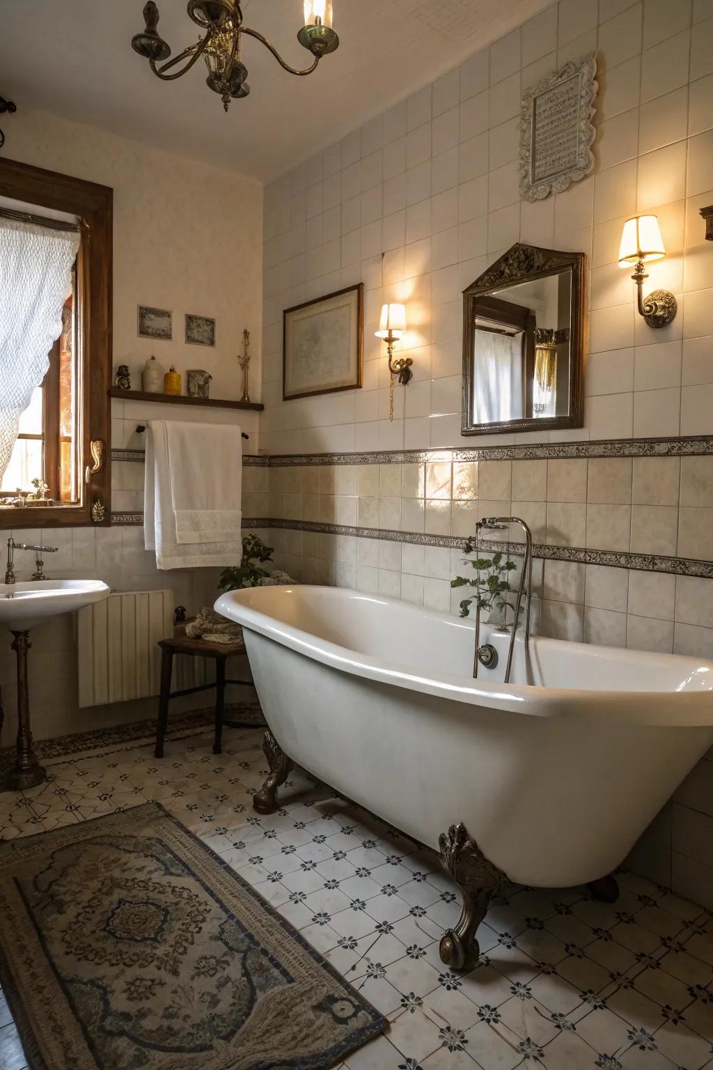 The enduring grace of a free-standing tub speaks of refinement and nostalgia.