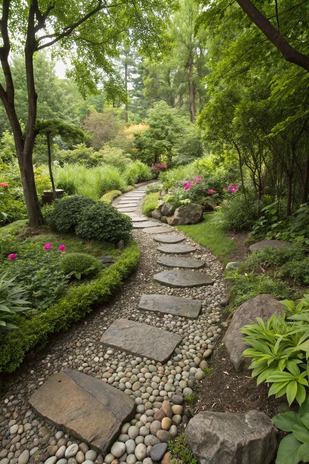 Inspire exploration via a gorgeous streamside stone footpath.