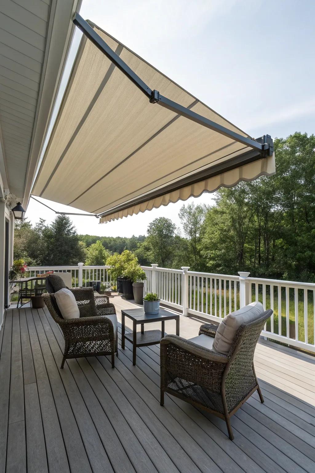 A flexible sunshade delivers adaptable safeguarding and flair.