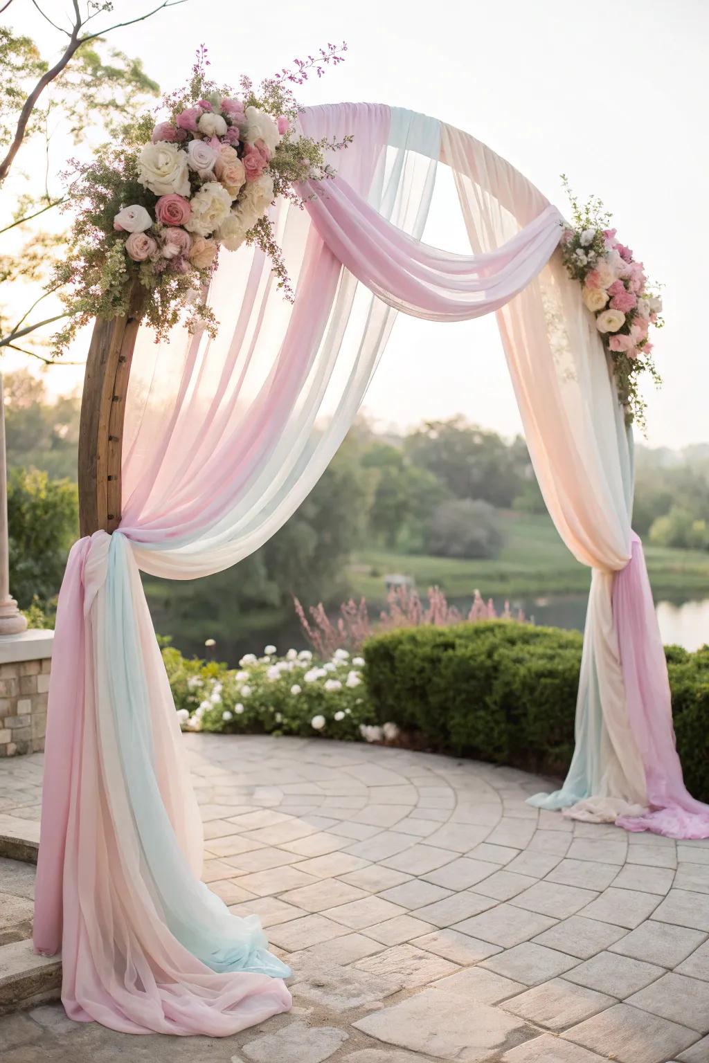 A gateway draped in chiffon, contributing refinement and romance to any occasion.