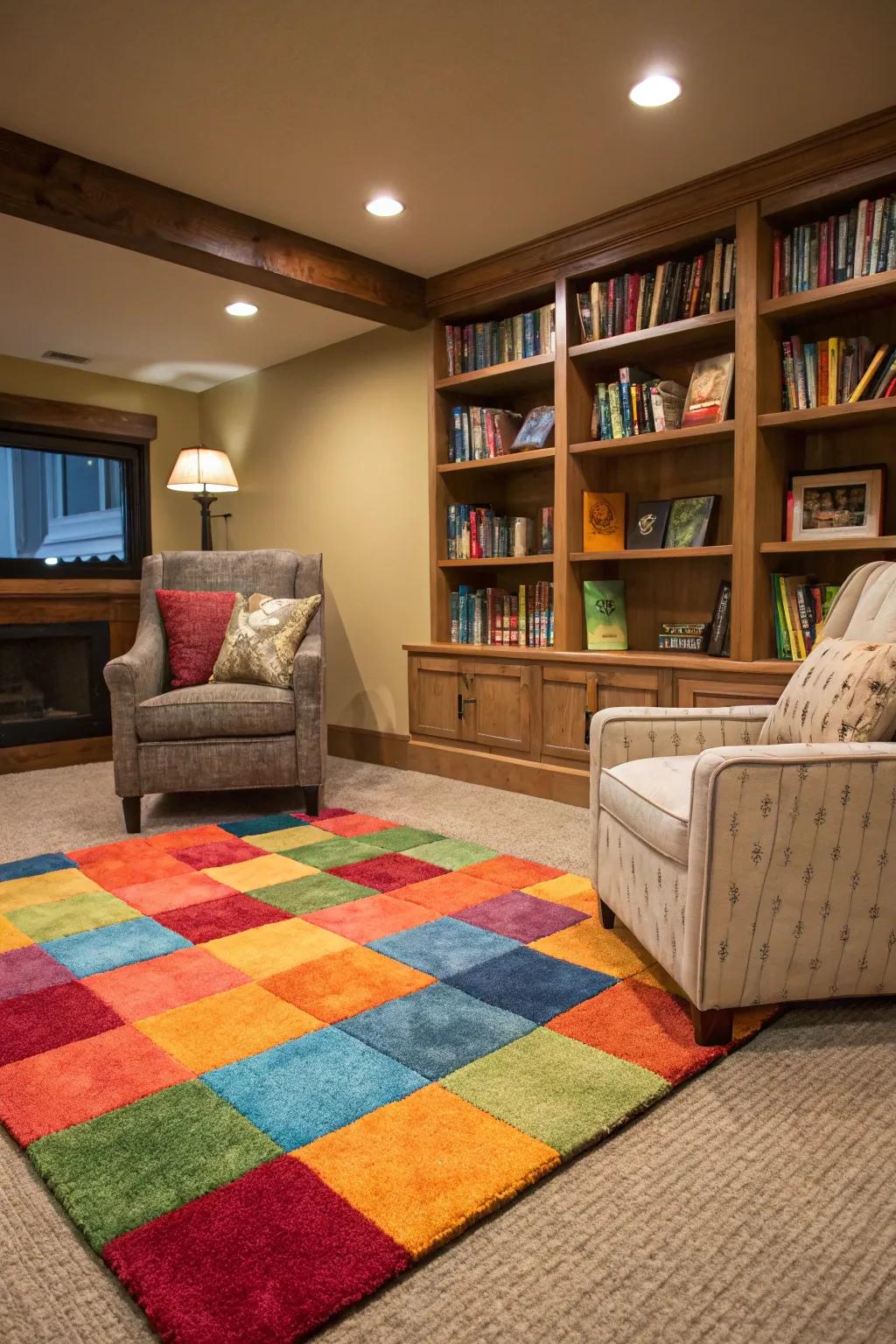 Using layered rugs helps to make distinct areas within larger, open rooms.