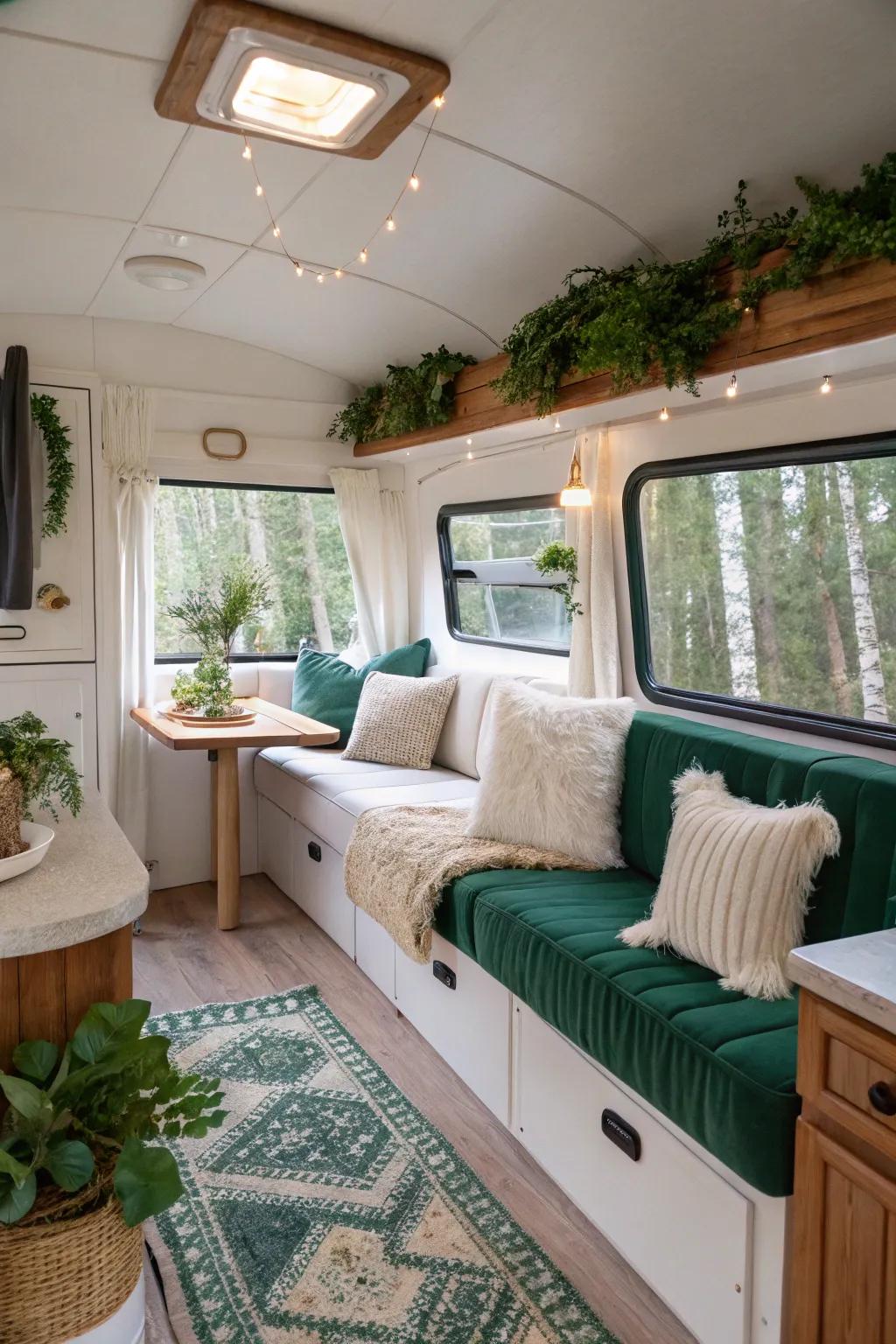 Pale and organic colors foster a calming and welcoming atmosphere.