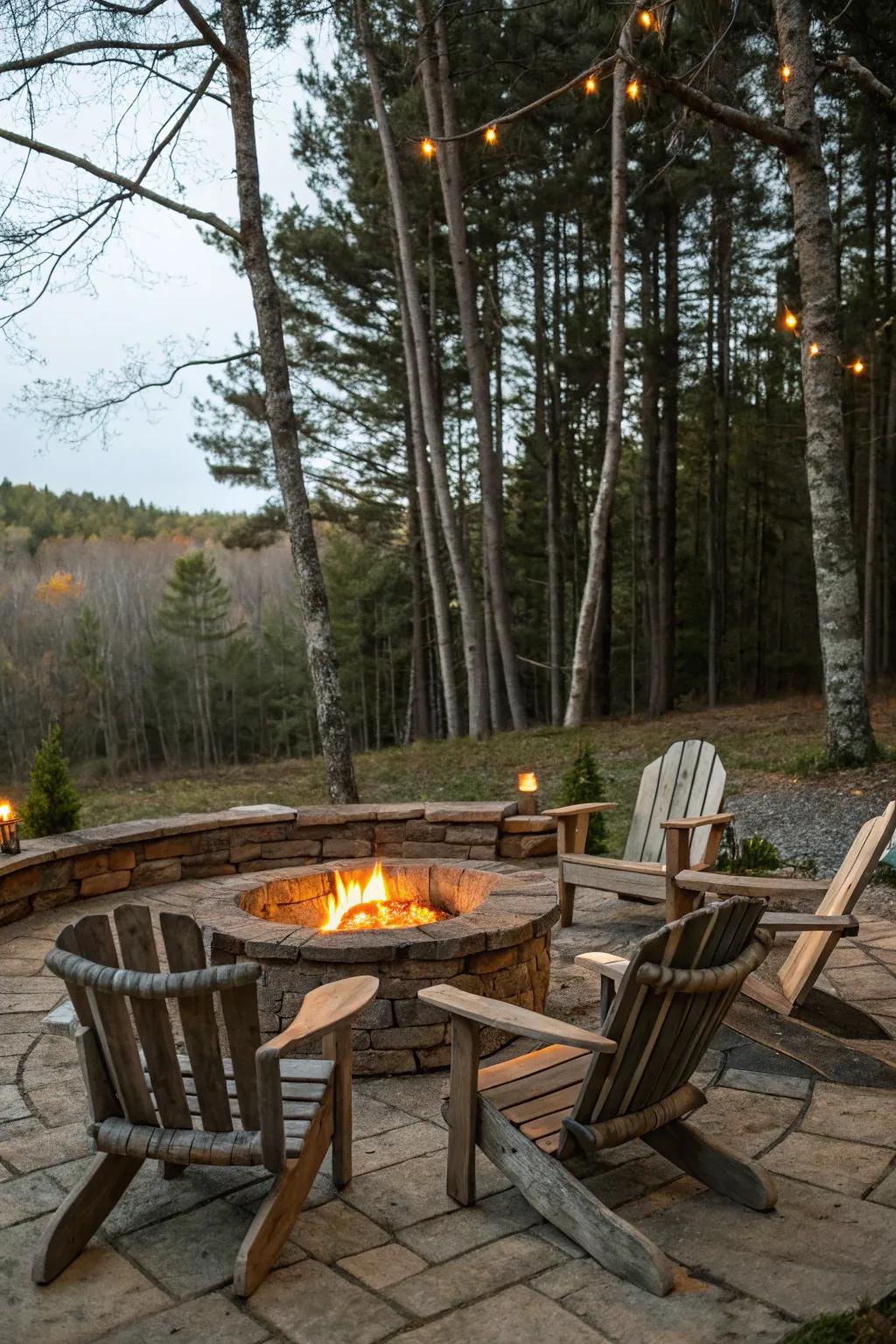 A cozy and welcoming bonfire arrangement for comfortable get-togethers.