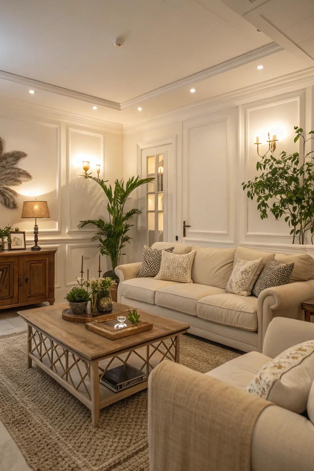 Neutral colors ensure a peaceful and adaptable setting.