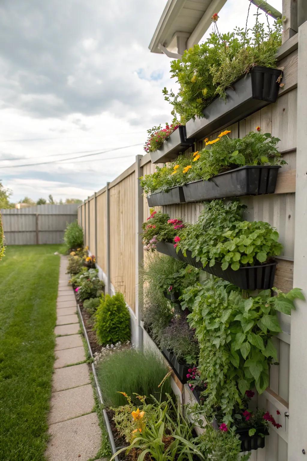 Upright gardens enrich lush verdure without losing ground area.