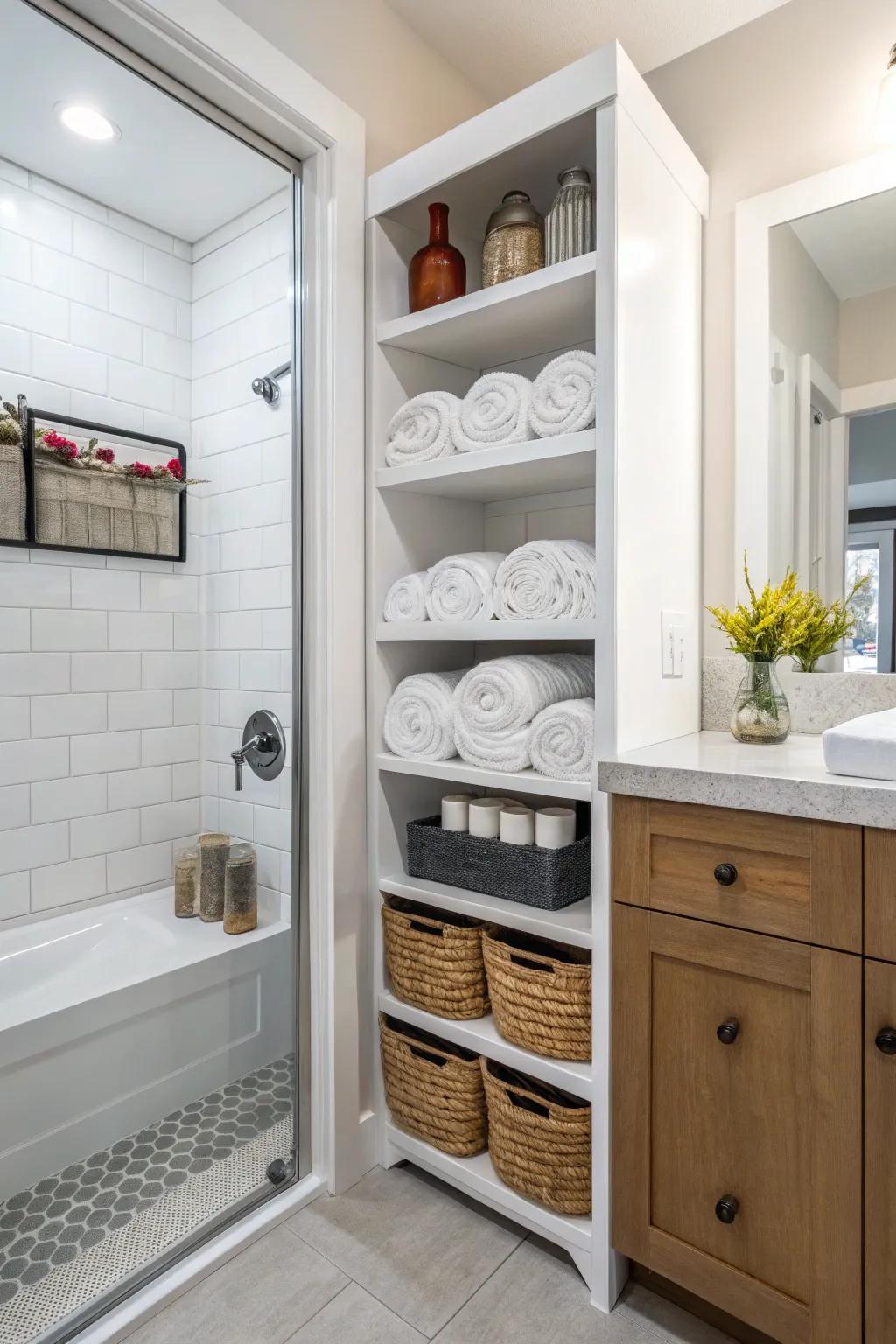 Open shelving merges utility with aesthetic charm.