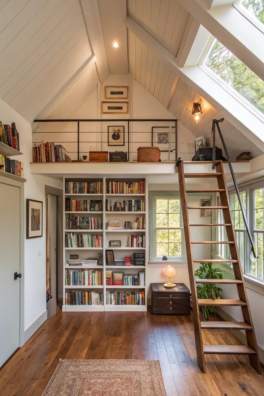 Vertical storage methods are key to maximizing loft space.