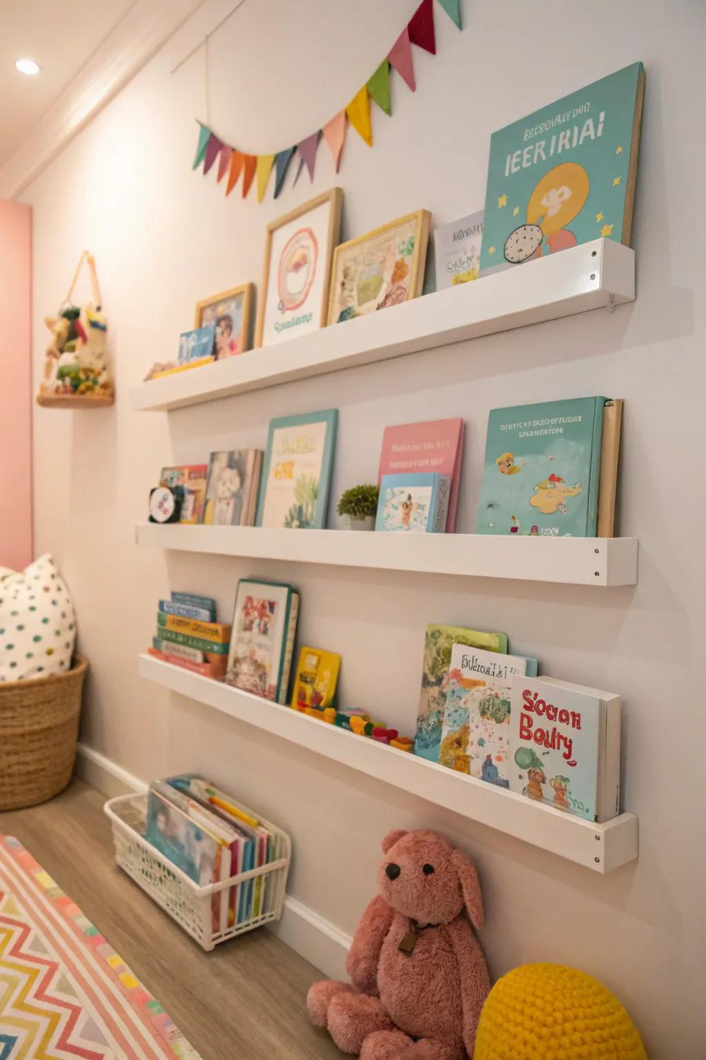 Optimize keeping with stylish hanging shelves.