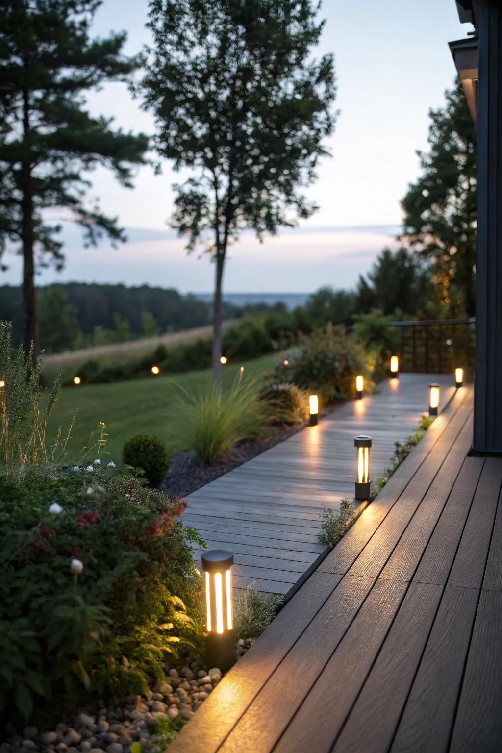 Brighten your deck's walkways with fashionable sunlight beacons.