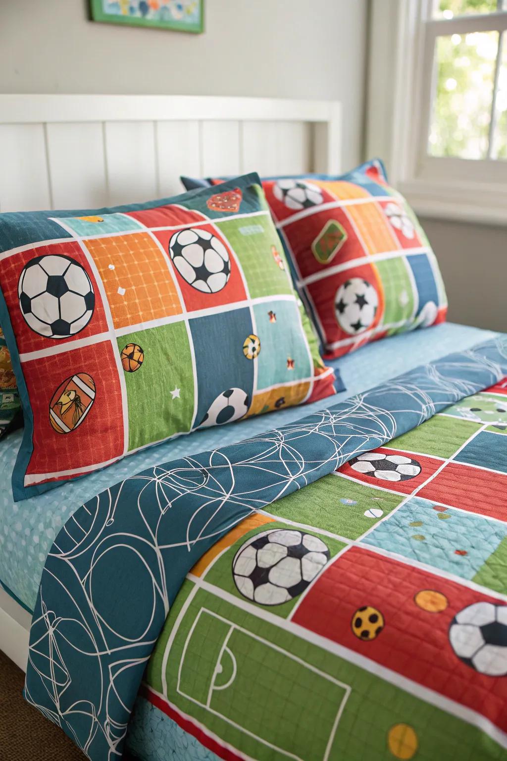 Relax in style with themed sports bedding.