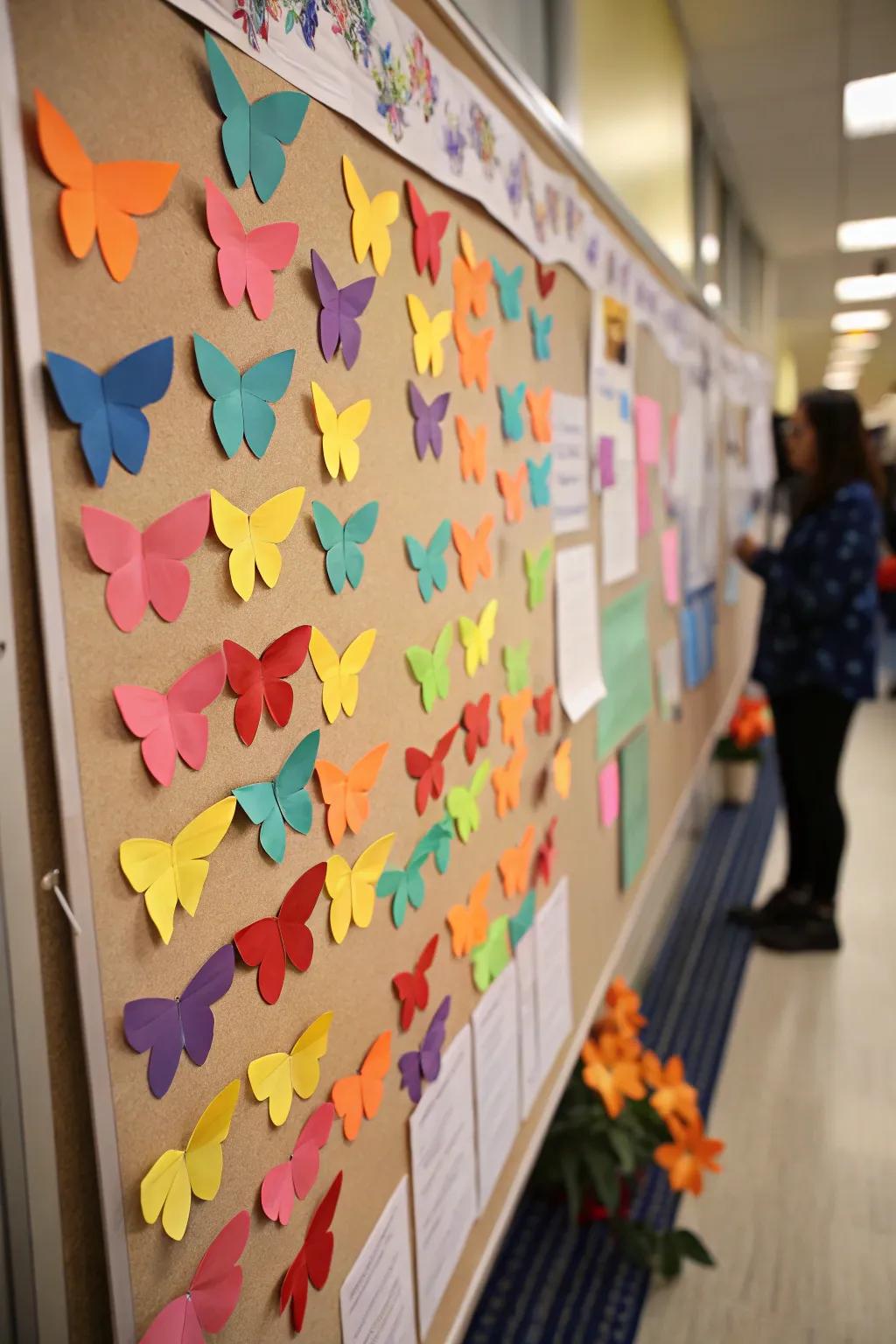 Butterflies injecting a playful vibe into the spring notice board.