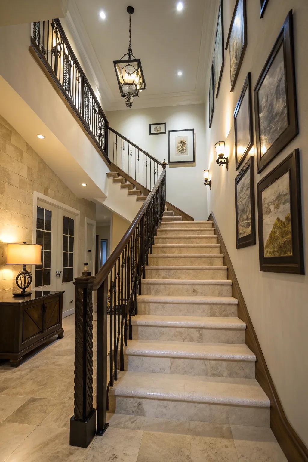 The use of opposing colors can bring a dramatic flair to your staircase.