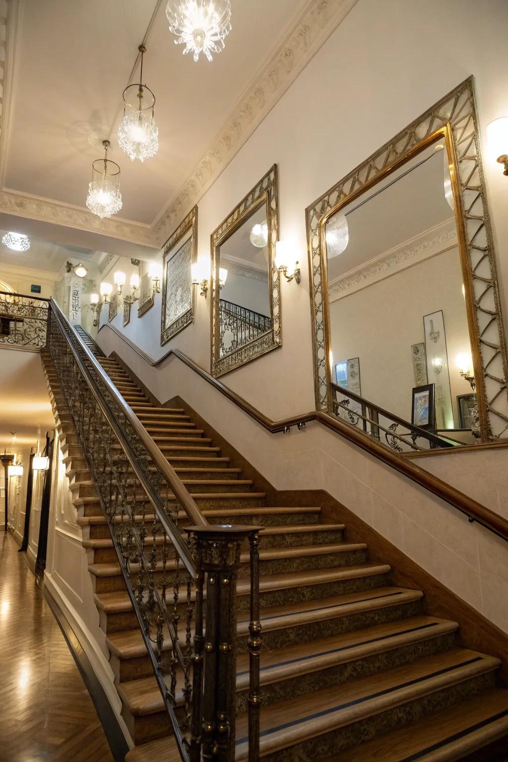 Employ reflectors to illuminate and enlarge your staircase space.