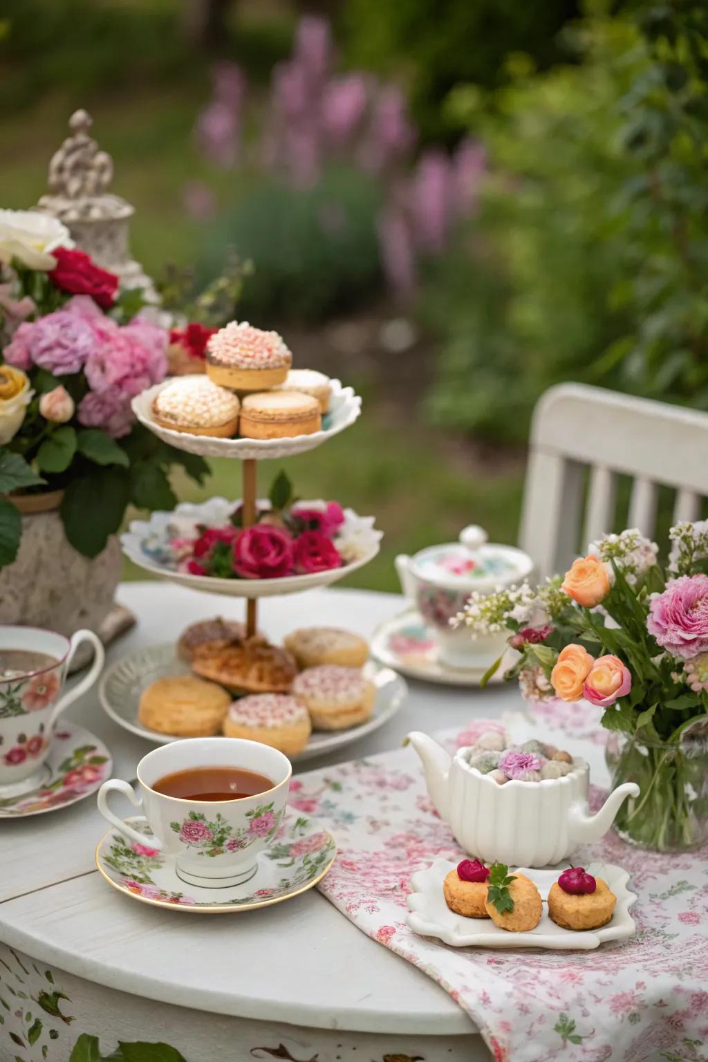 An elegant outdoor social setup with old-fashioned charm.