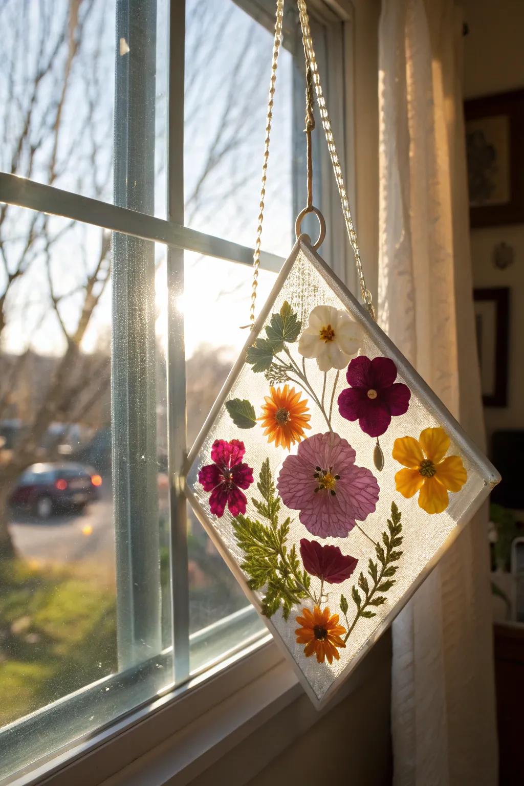 Nature's beauty captured in a floral light catcher.