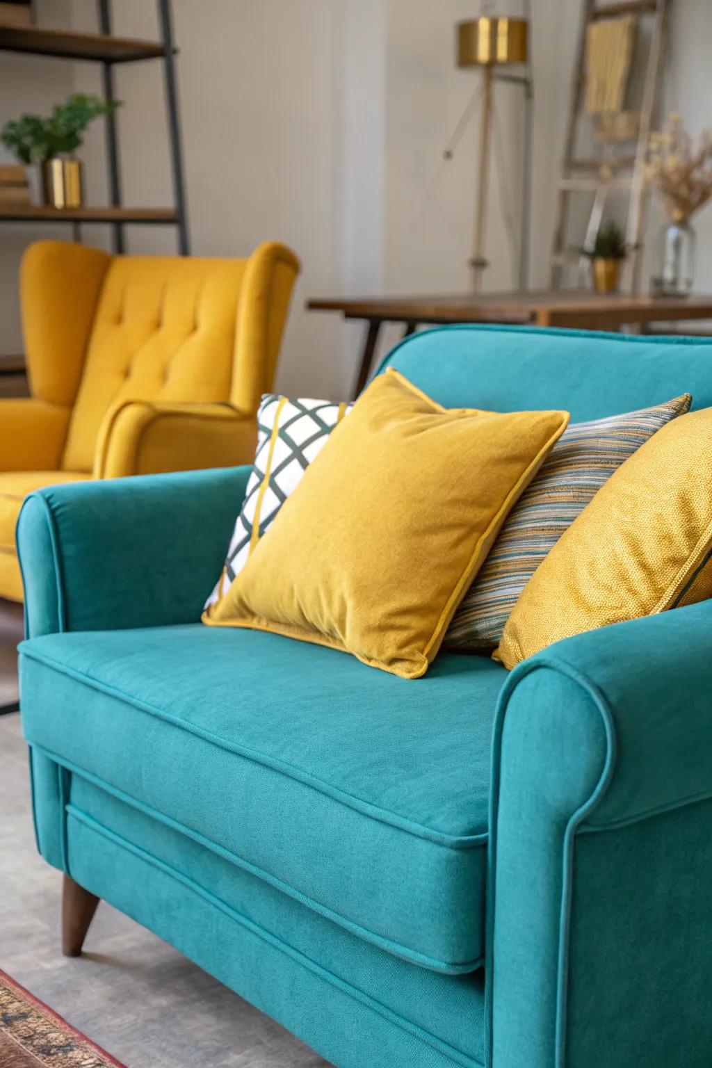 Enhance your family room with cheerful gold highlights.