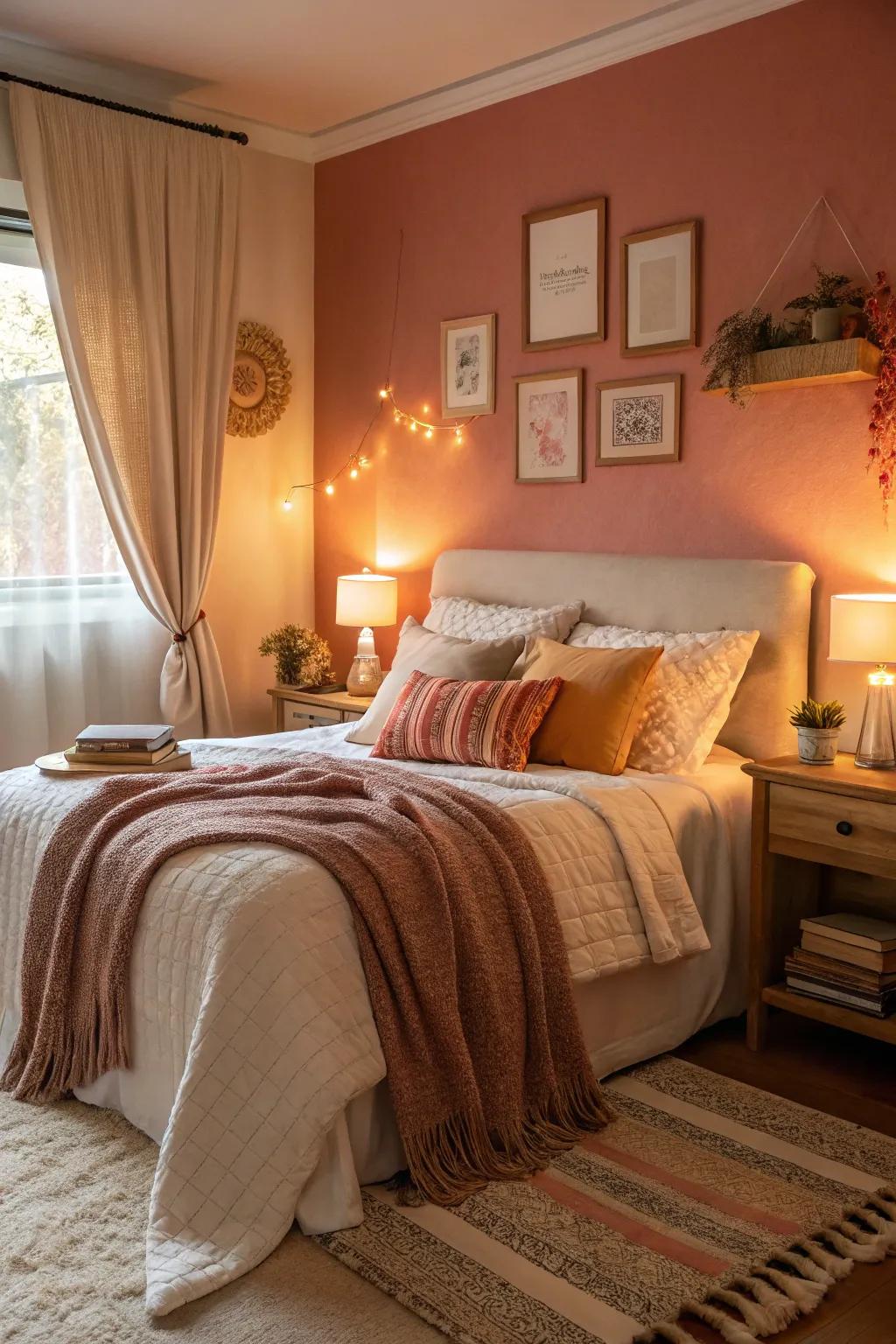 A comfortable and appealing bedroom ideal for unwinding.