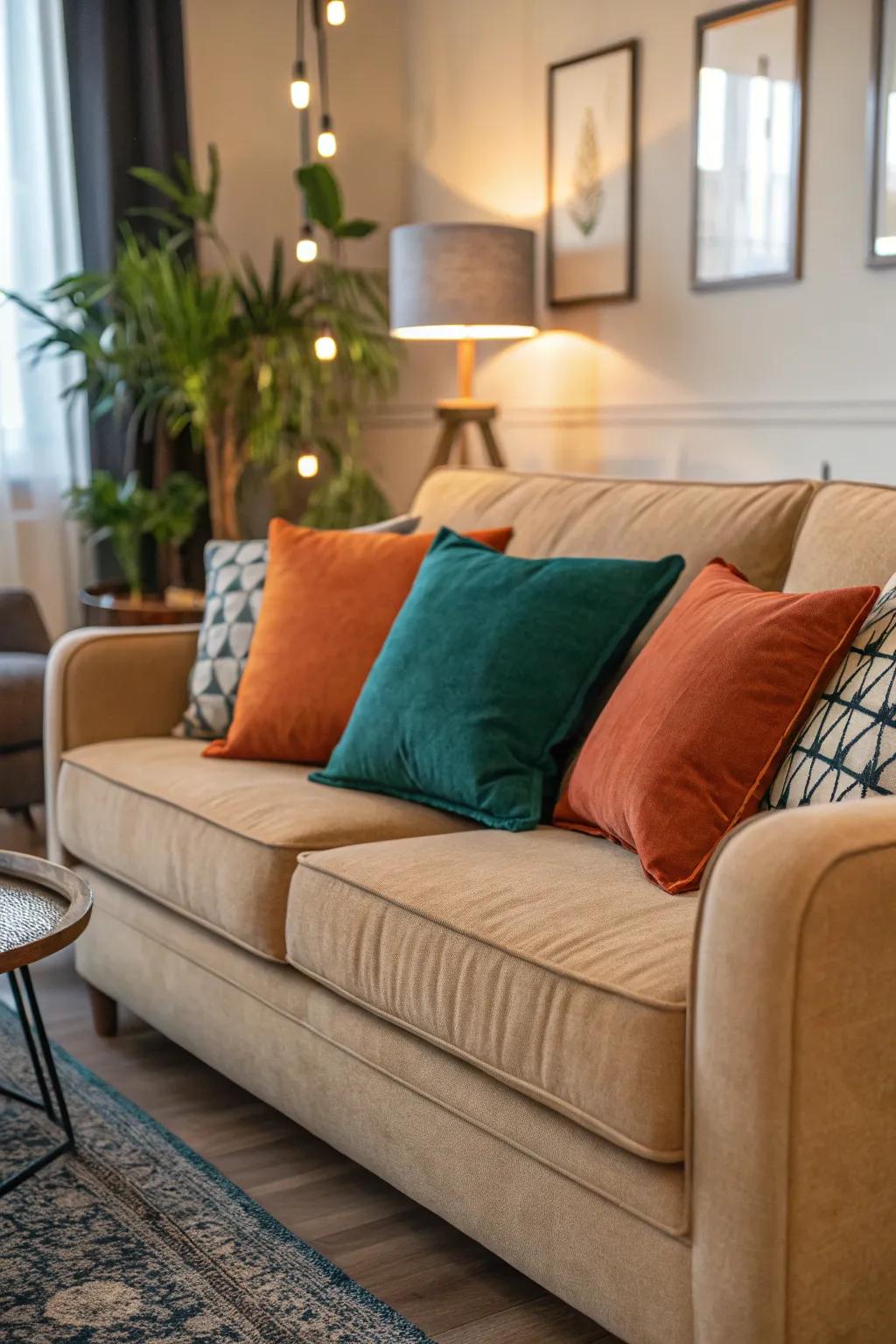 Vibrant colors add vigor and excitement to a muted palette.