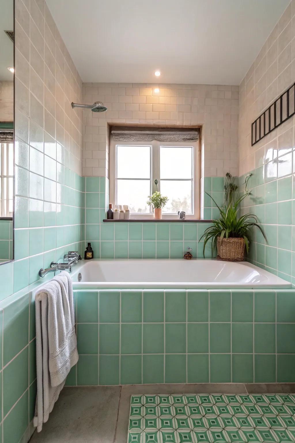 Pastel panels give a delicate and relaxing touch to your bathing spot.