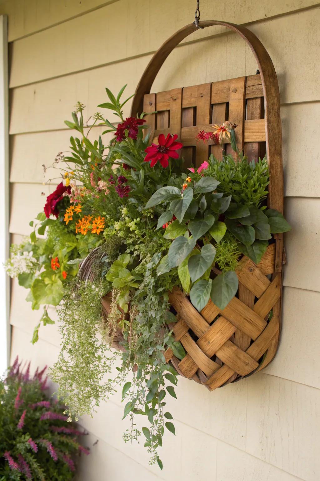 Bring the outdoors in with a cargo net brimming with plants.