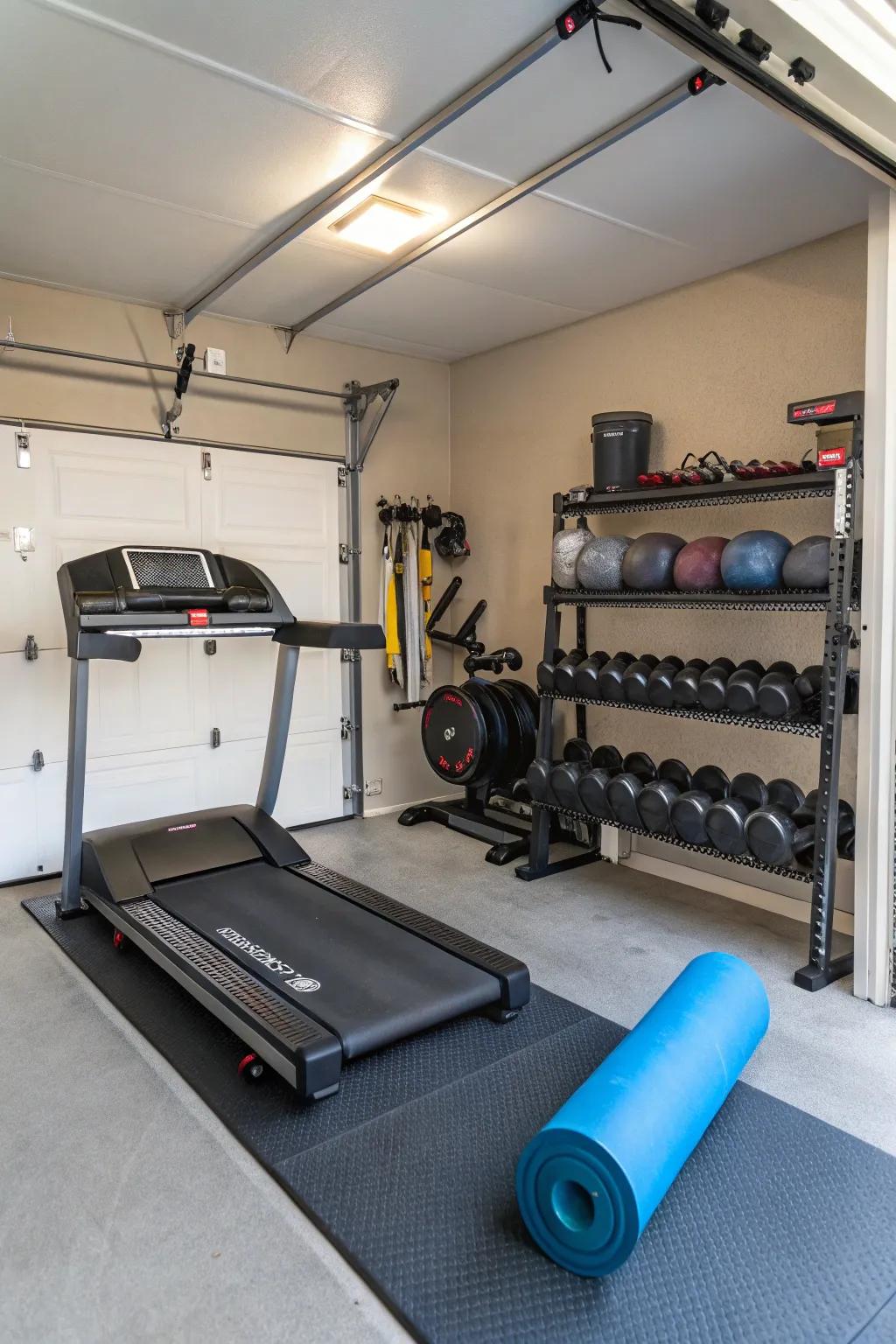 Convert your garage to a multipurpose fitness area.