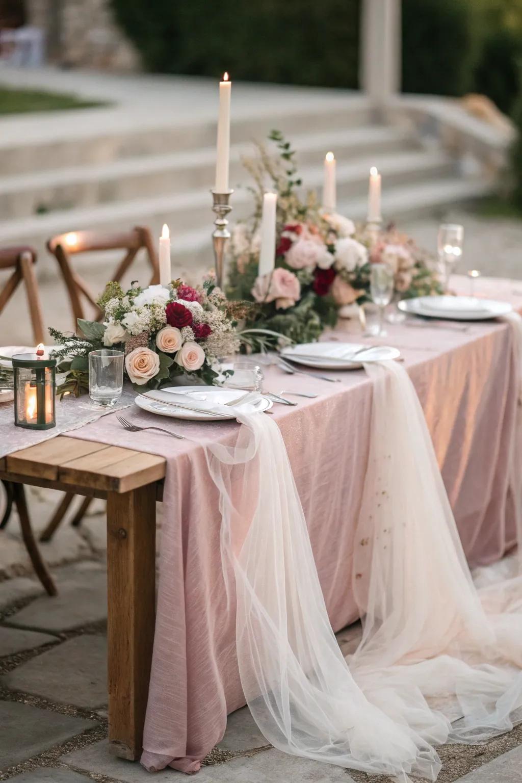 Construct a captivating tablescape using fabric sheer liners.