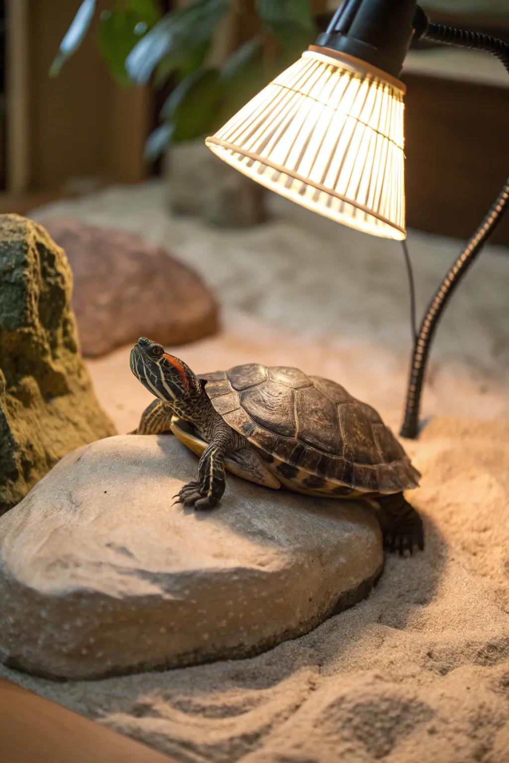 A basking area is perfect for your turtle's relaxation and warmth.