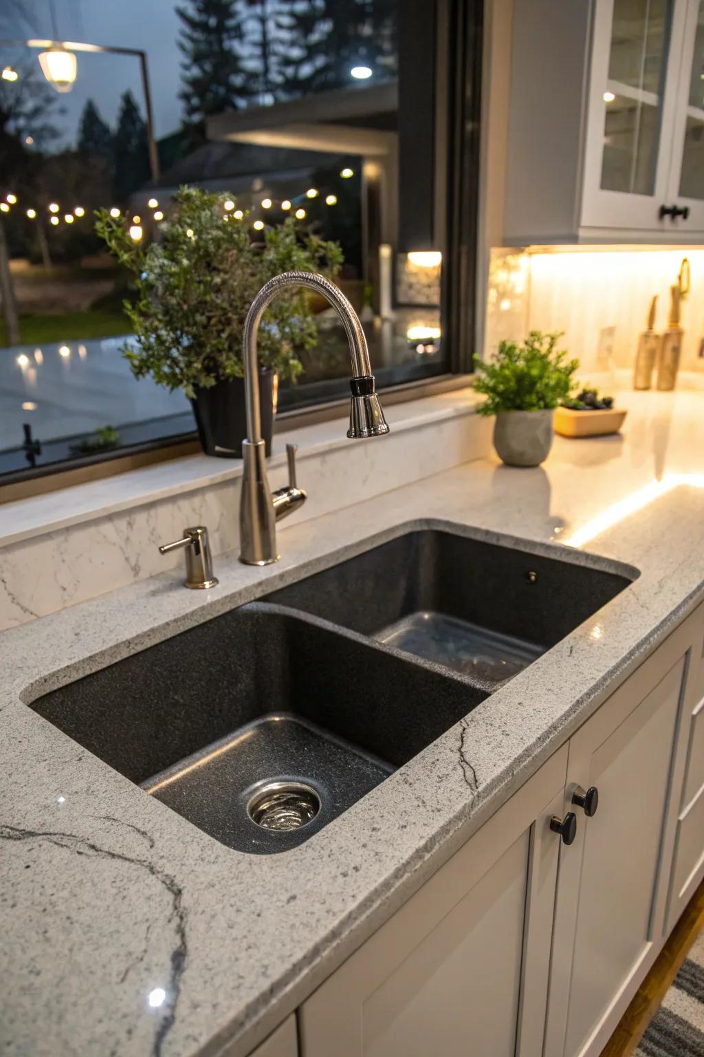 A composite granite undermount sink elevating a kitchen's luxury.