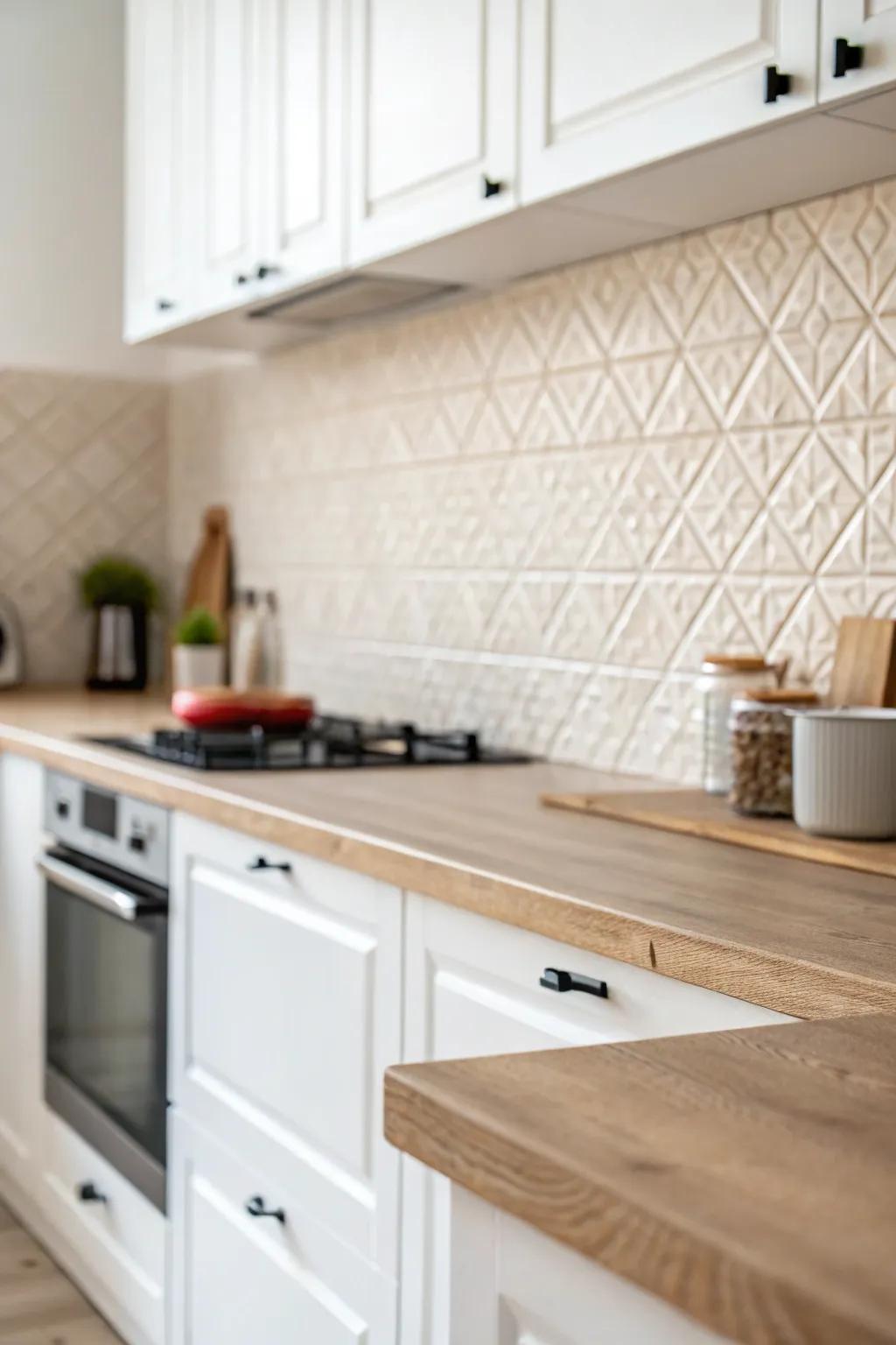 Realize understated beauty using patterned muted fixtures.